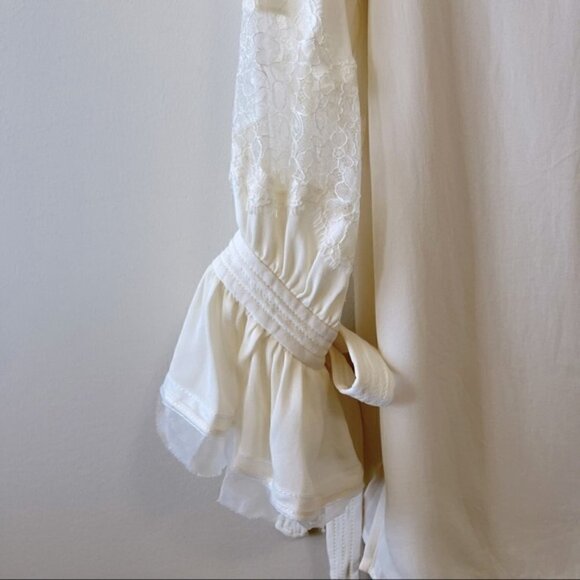 TORY BURCH 100% SILK WILLOW BLOUSE Ivory Top Lace - Picture 8 of 11